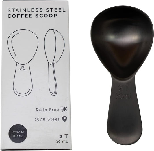 Coffee Scoop | 2 Tbsp | Brushed Black | Ergonomic Handle Stainless Steel | Precise Measuring Spoon for Coffee, Tea & More – Ergonomically Balanced Handle – Fits Inside Airscape Canisters