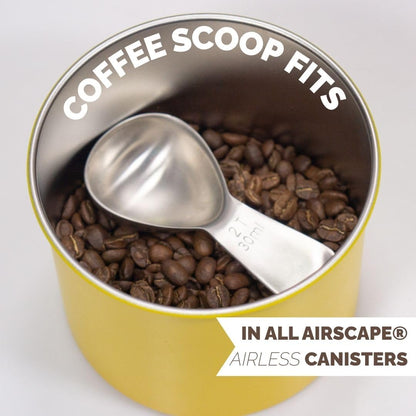 Coffee Scoop | 2 Tbsp | Brushed Black | Ergonomic Handle Stainless Steel | Precise Measuring Spoon for Coffee, Tea & More – Ergonomically Balanced Handle – Fits Inside Airscape Canisters