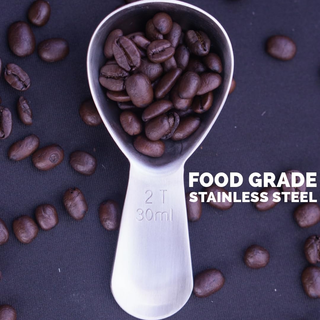 Coffee Scoop | 2 Tbsp | Brushed Black | Ergonomic Handle Stainless Steel | Precise Measuring Spoon for Coffee, Tea & More – Ergonomically Balanced Handle – Fits Inside Airscape Canisters