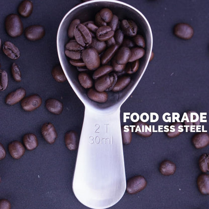 Coffee Scoop | 2 Tbsp | Brushed Black | Ergonomic Handle Stainless Steel | Precise Measuring Spoon for Coffee, Tea & More – Ergonomically Balanced Handle – Fits Inside Airscape Canisters