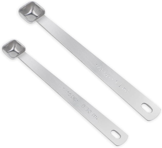 2 Pcs 1/3 Teaspoon(1/3tsp, 1.5ml) 1/16 Teaspoon(1/16tsp, 0.3ml) Stainless Steel Measuring Spoons Single Square Bowl Milligram Measuring Spoons