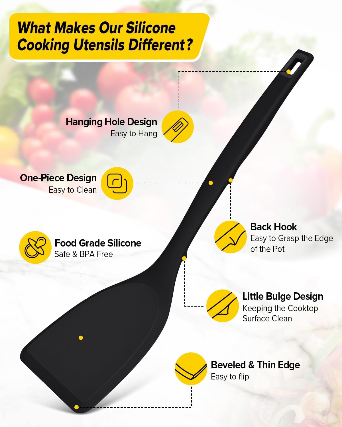 Silicone Spatula, Solid & Slotted Turner, One-Piece, Khaki