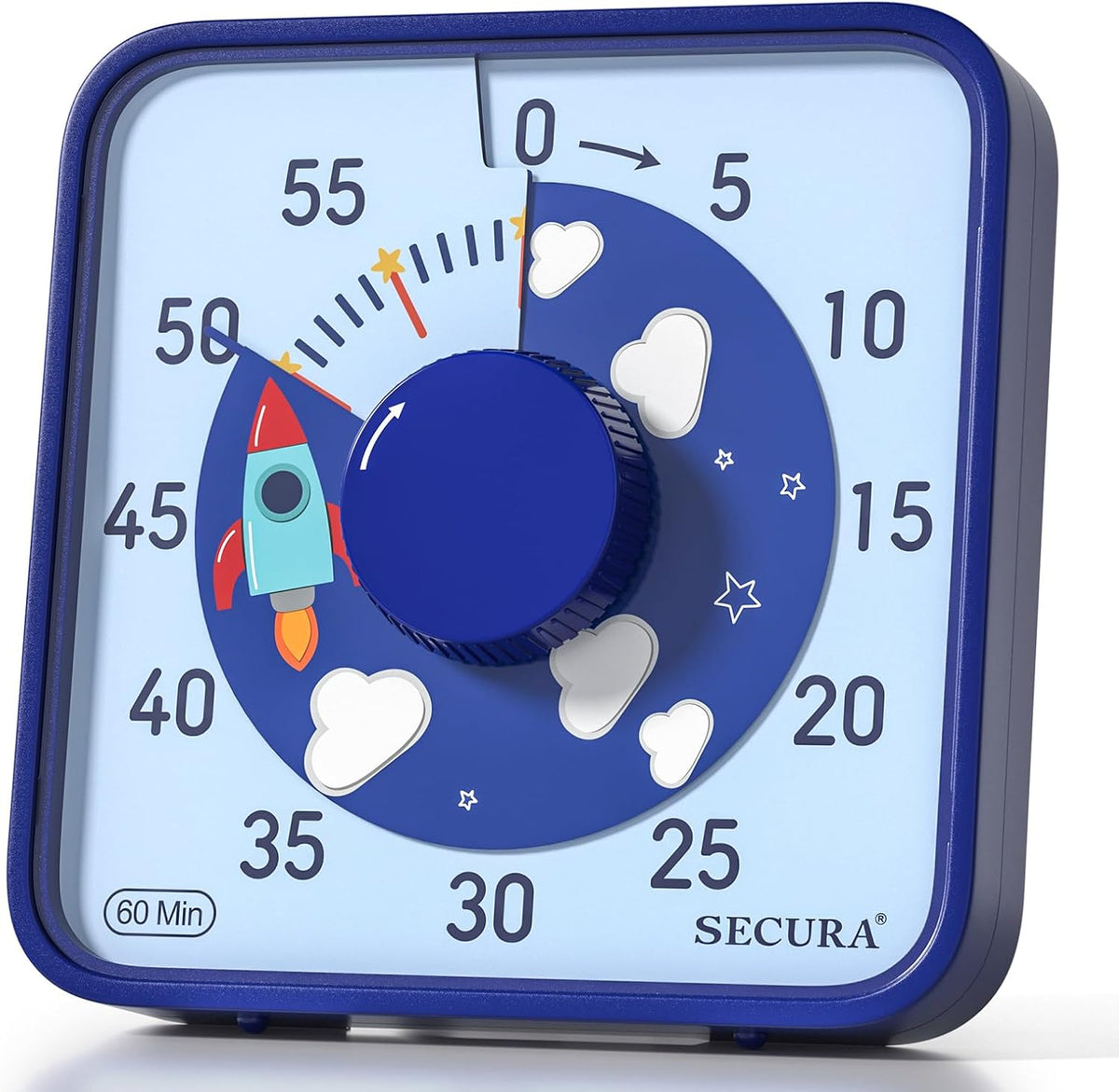 60-Minute Visual Countdown Timer, 7.5-Inch Oversize Classroom Visual Timer for Kids and Adults, Durable Mechanical Kitchen Timer Clock with Magnetic Backing (Blue)