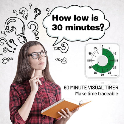60-Minute Visual Countdown Timer, 7.5-Inch Oversize Classroom Visual Timer for Kids and Adults, Durable Mechanical Kitchen Timer Clock with Magnetic Backing (Blue)
