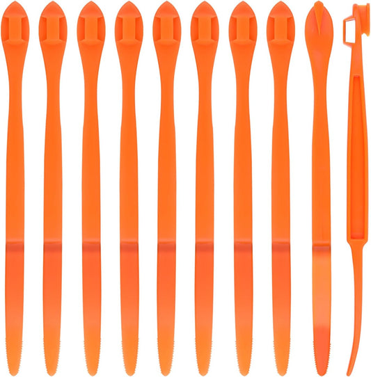 10pcs Orange Peeler Tool, Long Handle Serrated Citrus Peel Cutter Easy Hold Plastic Vegetable Lemon Slicer Fruit Opener Remover Kitchen Gadget Chef Tools