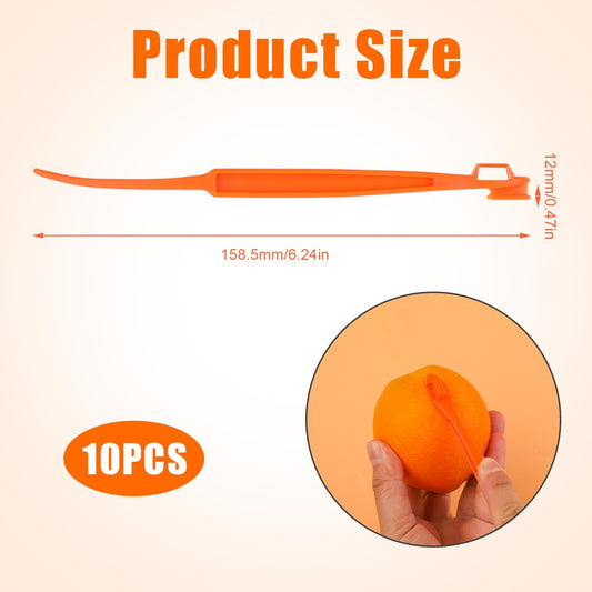 10pcs Orange Peeler Tool, Long Handle Serrated Citrus Peel Cutter Easy Hold Plastic Vegetable Lemon Slicer Fruit Opener Remover Kitchen Gadget Chef Tools