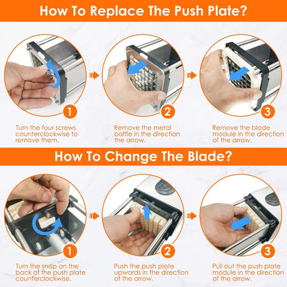 Replacement Chopper 1/2‘’ Blade, Commercial Vegetable Chopper Dicer Stainless Steel Blade and Pusher Block for Fruit Cutting Machine Tomato Onions Carrots French Fries Cutter