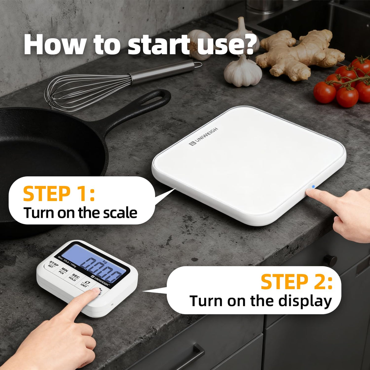 Digital Kitchen Food Scale 33lb-Detachable LCD Display 1g/0.1oz