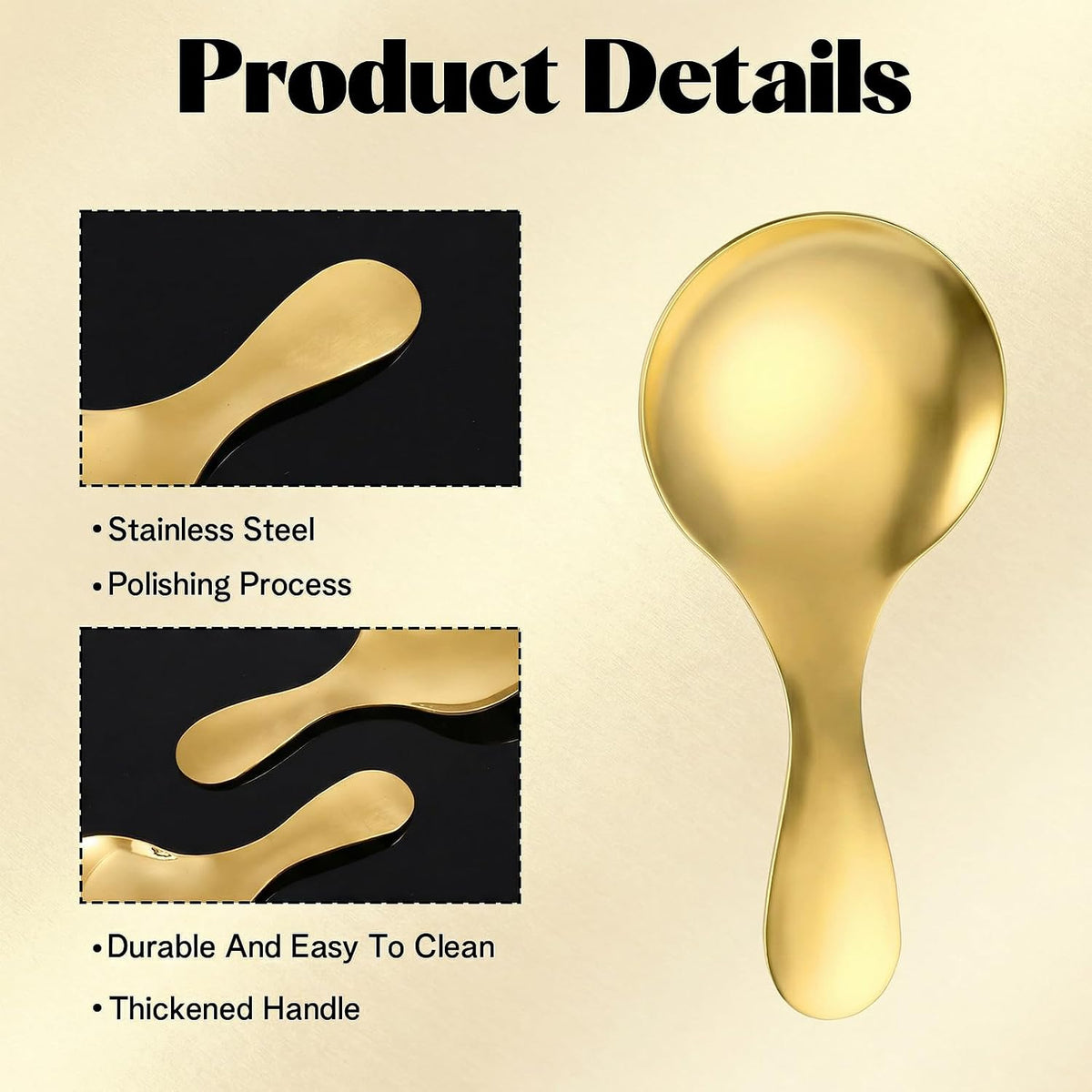 6 Pcs Gold Scoop Spoons,Stainless Steel Gold Mini Scoops