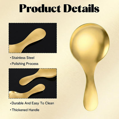 6 Pcs Gold Scoop Spoons,Stainless Steel Gold Mini Scoops