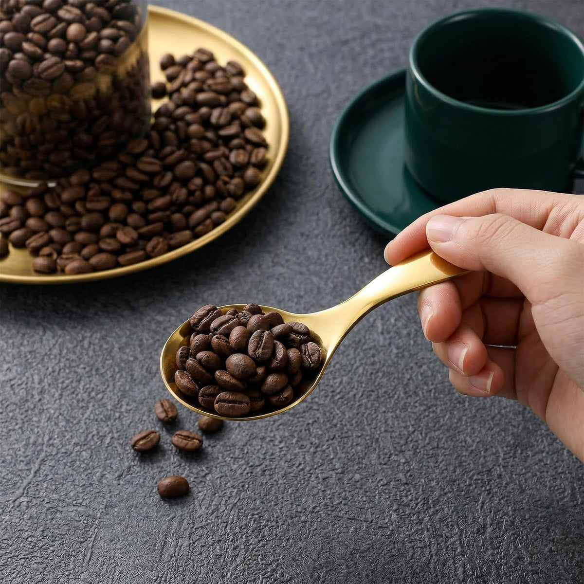6 Pcs Gold Scoop Spoons,Stainless Steel Gold Mini Scoops