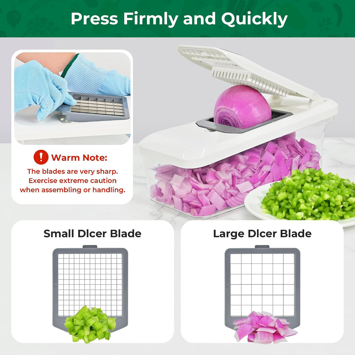 Vegetable Chopper Mandoline Slicer, 6 Blade Chopper, 10-in-1 Gray