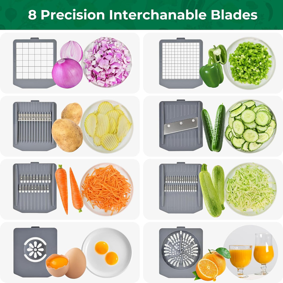 Vegetable Chopper Mandoline Slicer, 6 Blade Chopper, 10-in-1 Gray