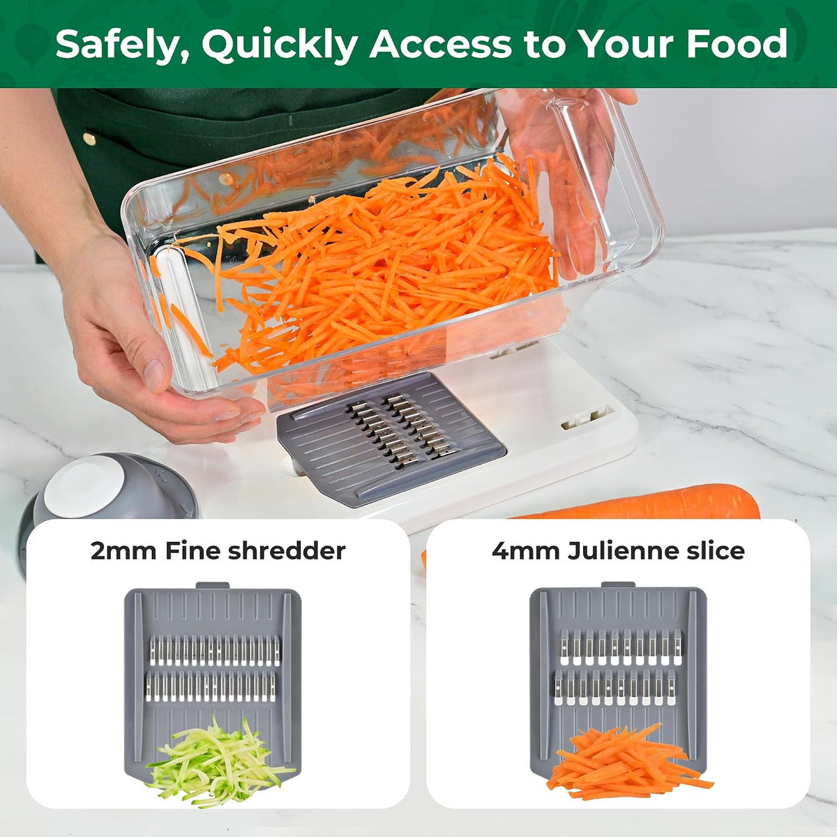 Vegetable Chopper Mandoline Slicer, 6 Blade Chopper, 10-in-1 Gray