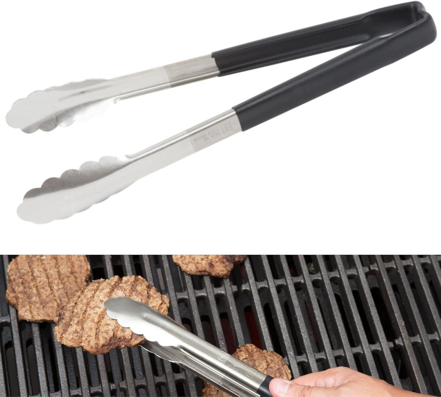 4781220 Jacobs's Price 12-Inch 1-Piece Tong, Stainless Steel, Black Handle