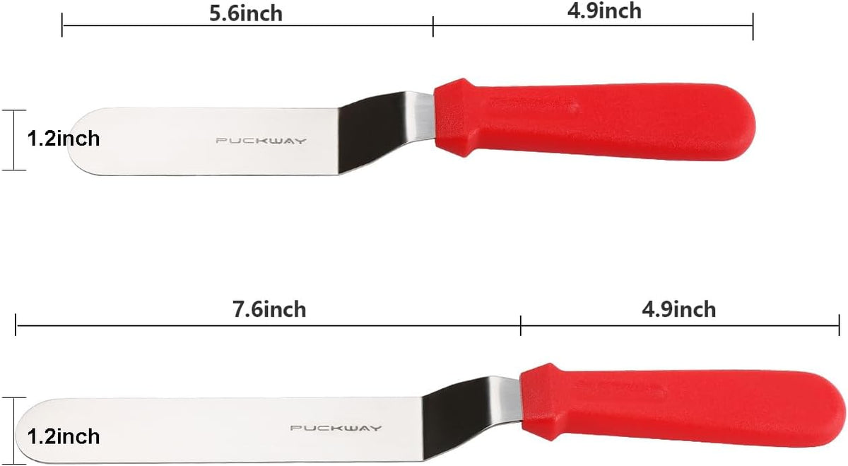Angled Icing Spatula, Stainless Steel Offset Spatula, Cake Spatula Set of 2 Black 6, 8 inch Blade