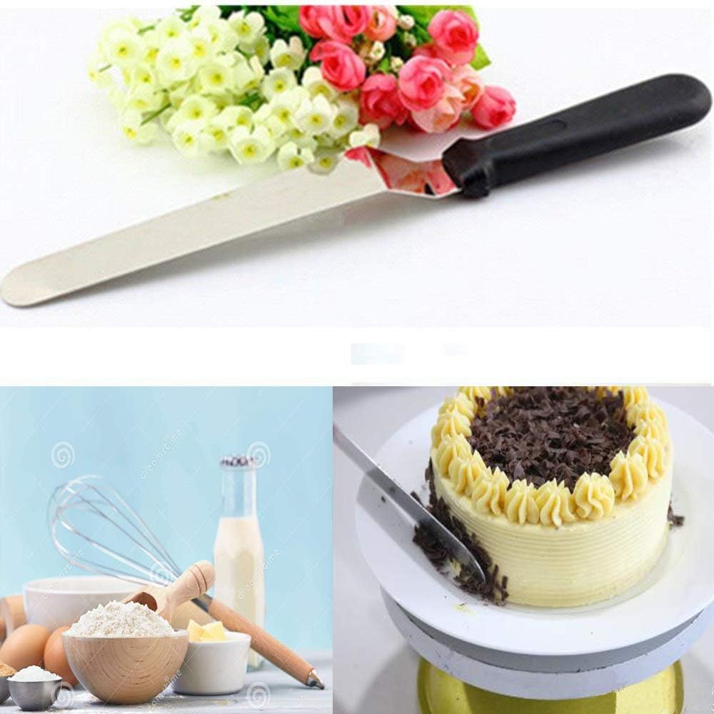 Angled Icing Spatula, Stainless Steel Offset Spatula, Cake Spatula Set of 2 Black 6, 8 inch Blade