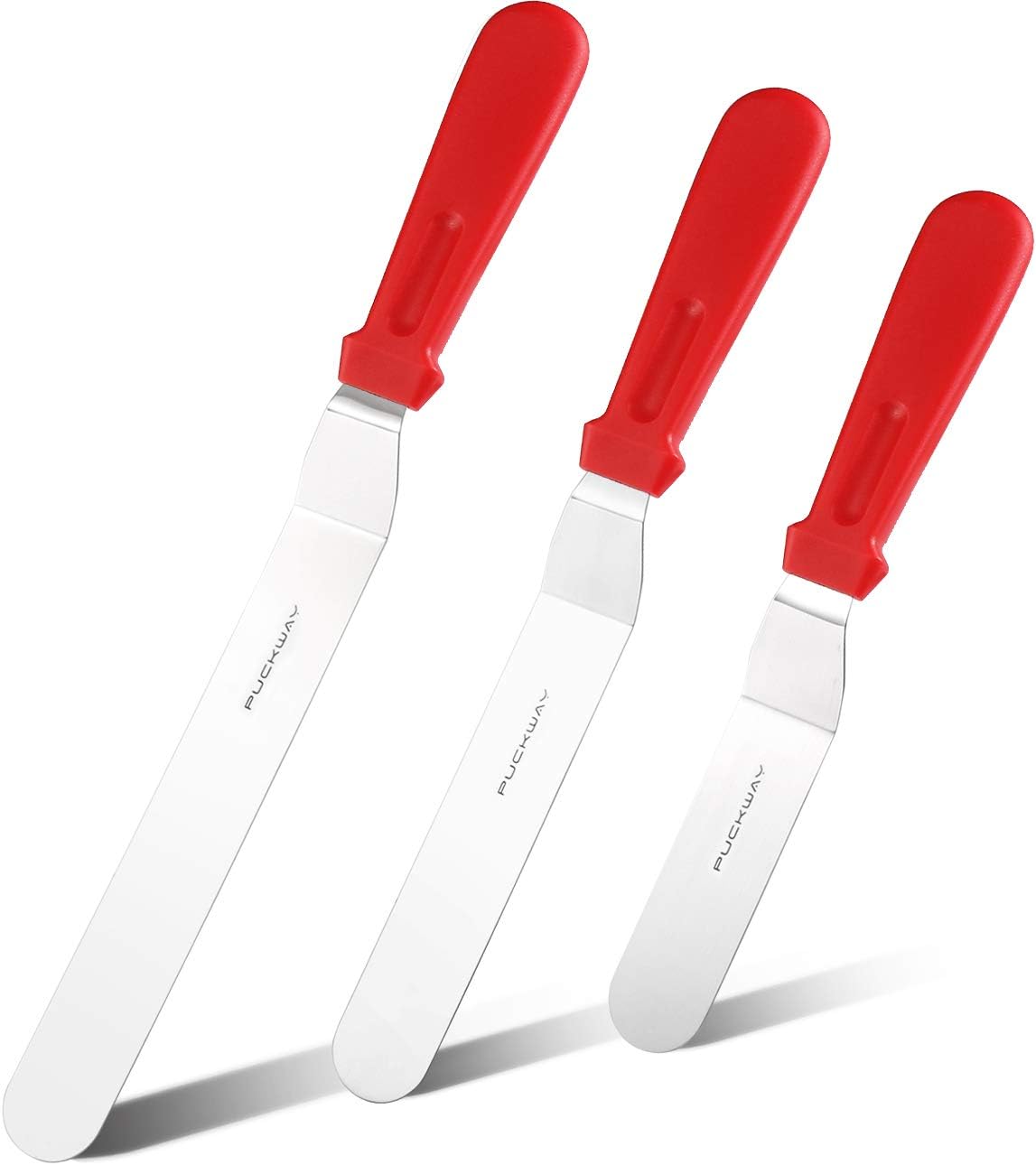 Angled Icing Spatula, Stainless Steel Offset Spatula, Cake Spatula Set of 2 Black 6, 8 inch Blade