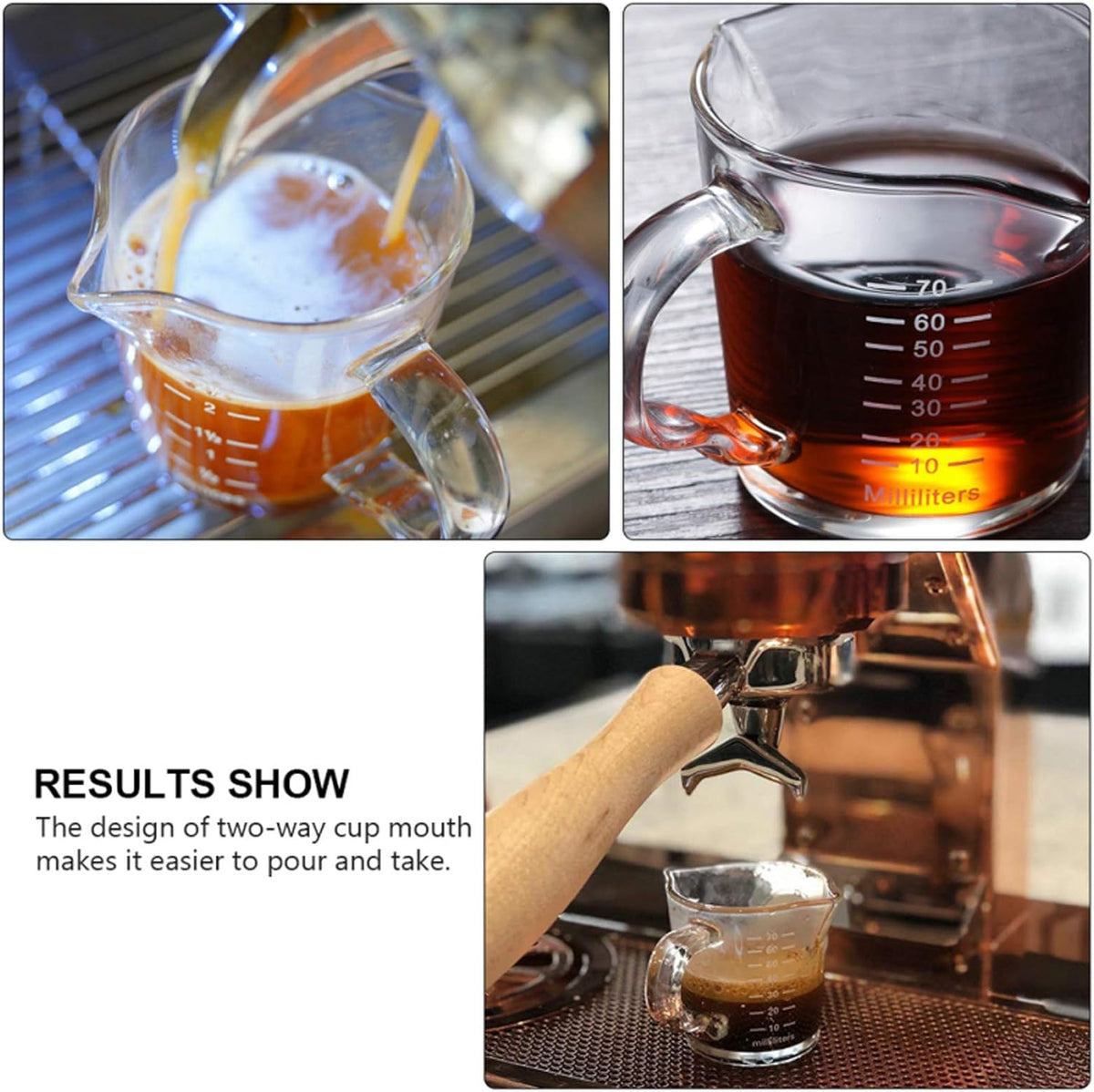 70ml Mini Glass Measuring Cup with handle 2 oz Shot Glass Espresso Jugs Measure Cup Glass Jigger Spirit Round Graduated Beaker Measuring Cup for Bar Party Wine Cocktail Drink Shaker Milk Coffee
