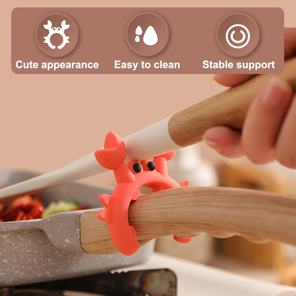 Creative Crab Shaped Spatula Rack, 4/6Pcs Crab Utensil Holder Silicone Anti Scalding Cooking Pot Clip for Kitchen Pot