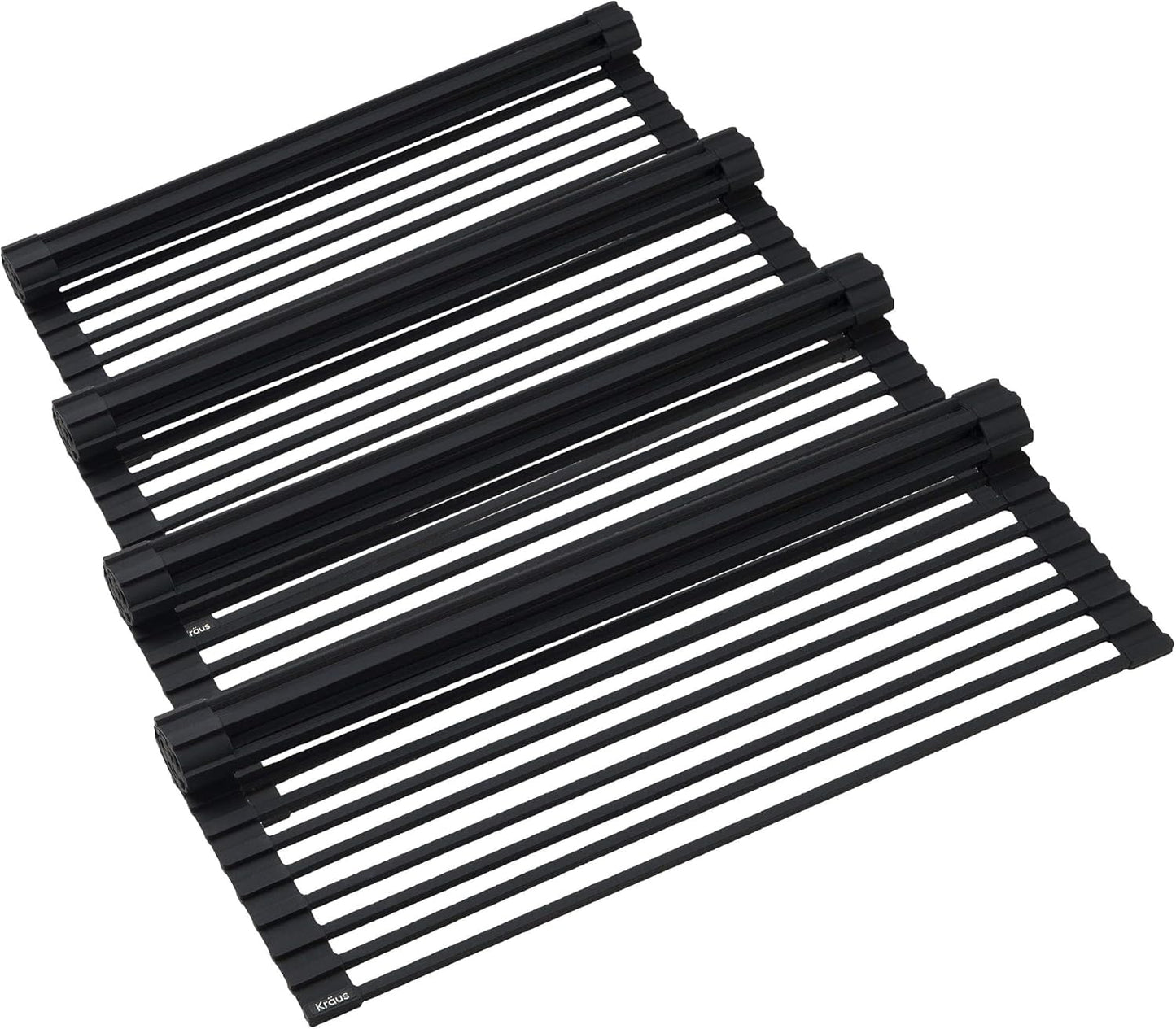 Multipurpose Over-Sink Roll-Up Dish Drying Rack, Colander and Trivet in Dark Grey, KRM-10DG