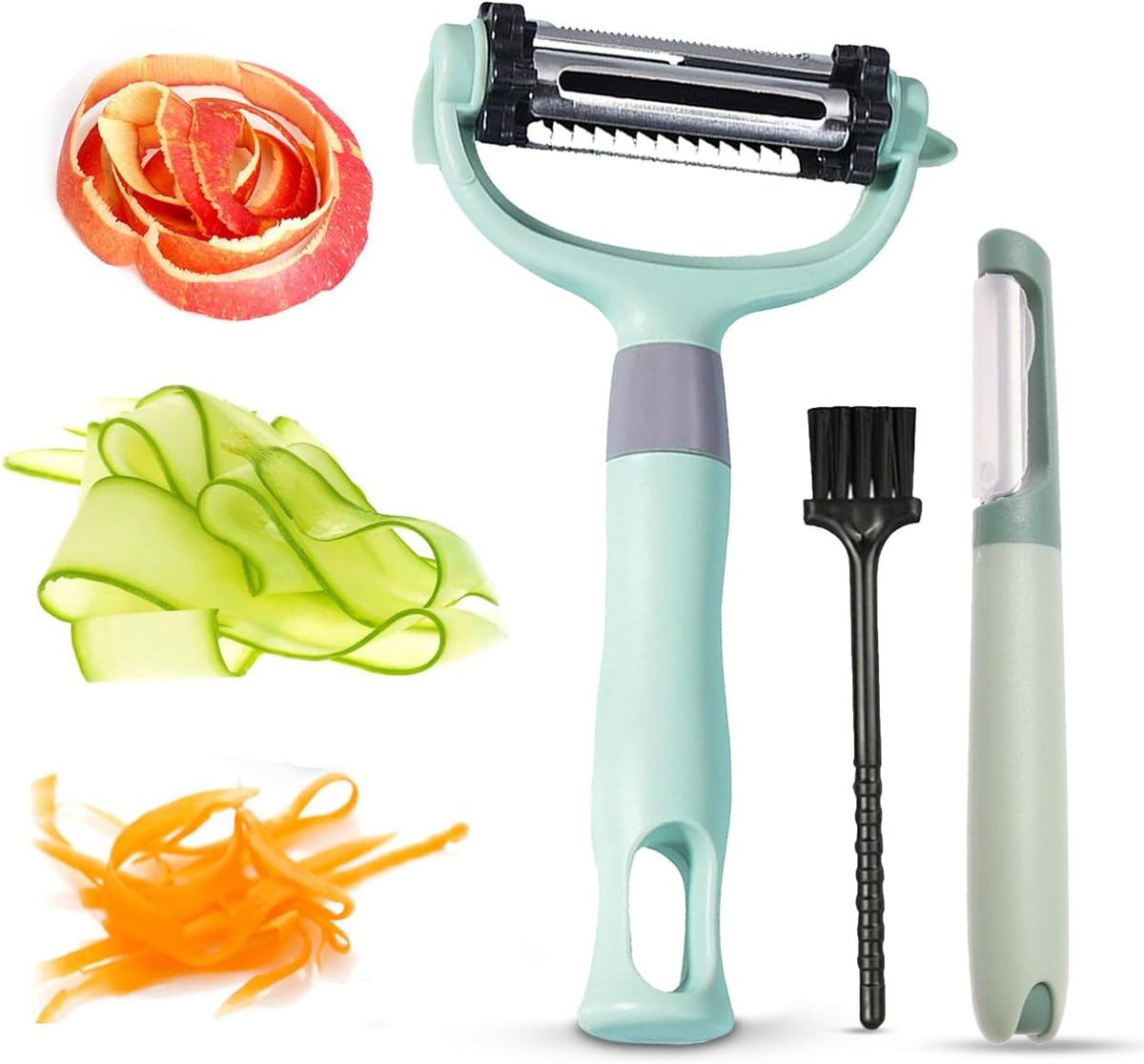 Vegetable Peeler for Kitchen, I and Y Potato Peelers for Fruit & Veggie 3 in 1 Spin Blade Apple Peeler With Julienne Function Easy Grip Ultra Sharp Carrot Peeler