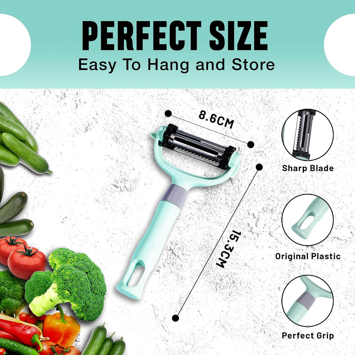 Vegetable Peeler for Kitchen, I and Y Potato Peelers for Fruit & Veggie 3 in 1 Spin Blade Apple Peeler With Julienne Function Easy Grip Ultra Sharp Carrot Peeler