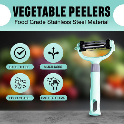 Vegetable Peeler for Kitchen, I and Y Potato Peelers for Fruit & Veggie 3 in 1 Spin Blade Apple Peeler With Julienne Function Easy Grip Ultra Sharp Carrot Peeler