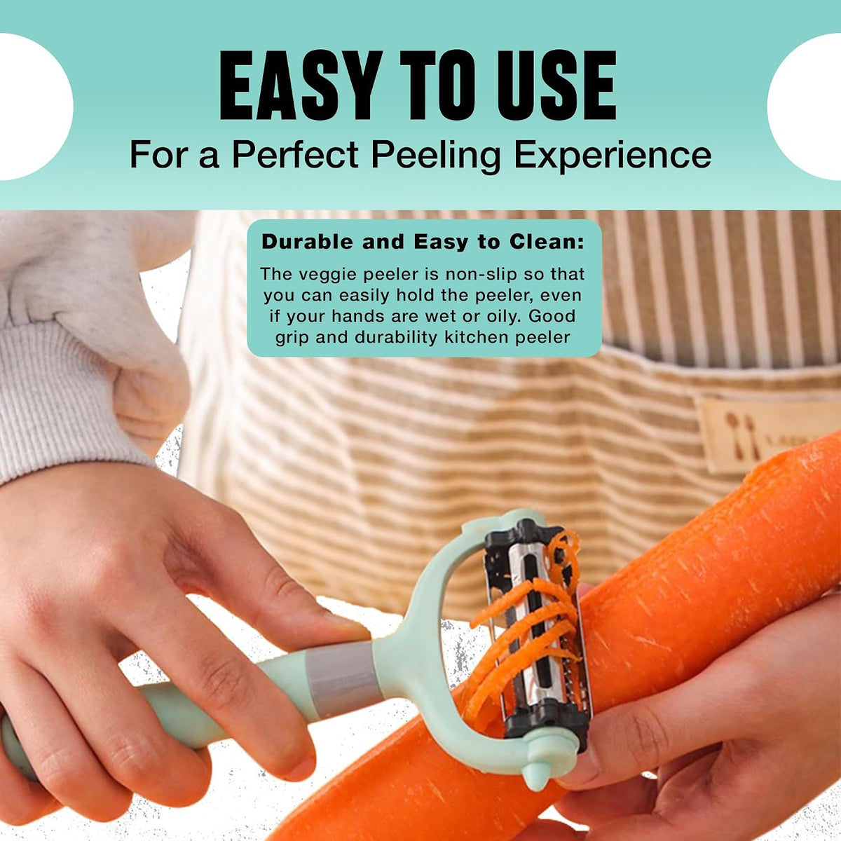 Vegetable Peeler for Kitchen, I and Y Potato Peelers for Fruit & Veggie 3 in 1 Spin Blade Apple Peeler With Julienne Function Easy Grip Ultra Sharp Carrot Peeler