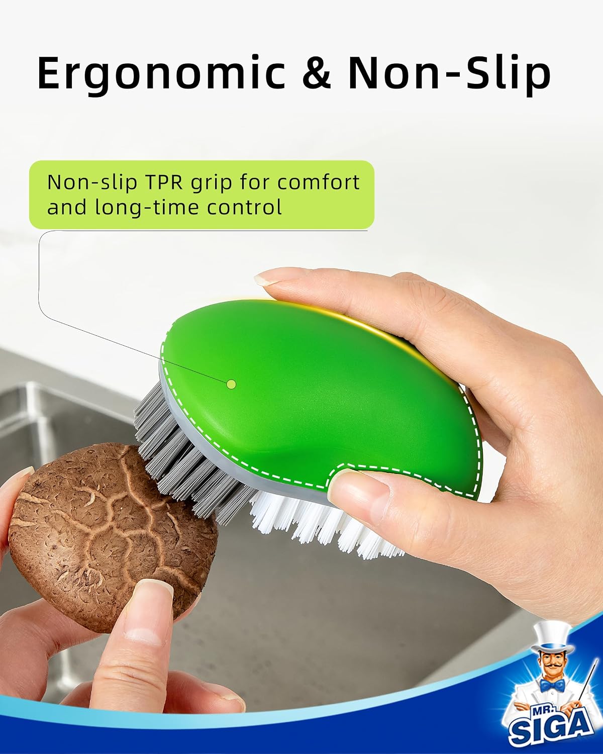 Fruit and Vegetable Cleaning Brush with Non Slip Comfortable Grip