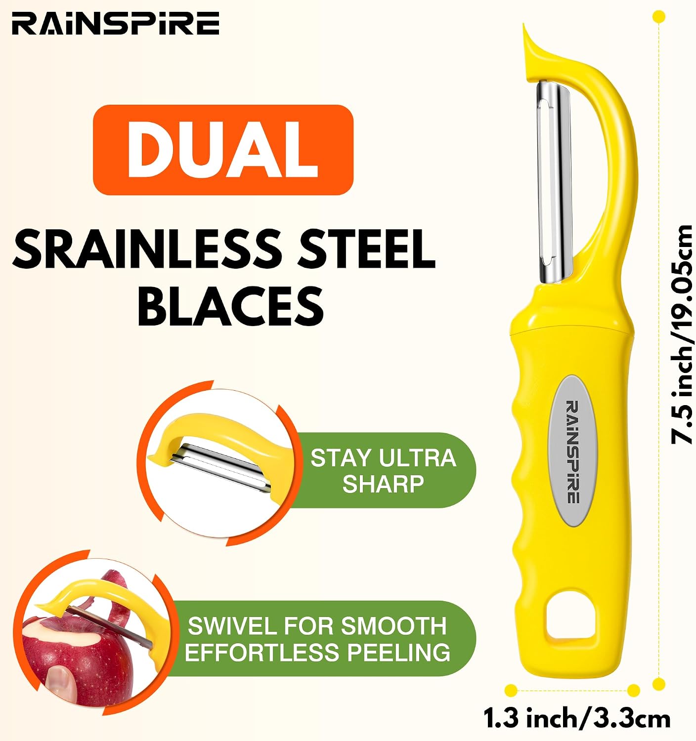Vegetable Peeler Potato Peelers for Kitchen, Sharp Stainless Steel Blades Veggie, Comfortable Handle Fruit Peeler, Carrot Peeler Apple Peeler Dishwasher Safe Black, 1-Pack