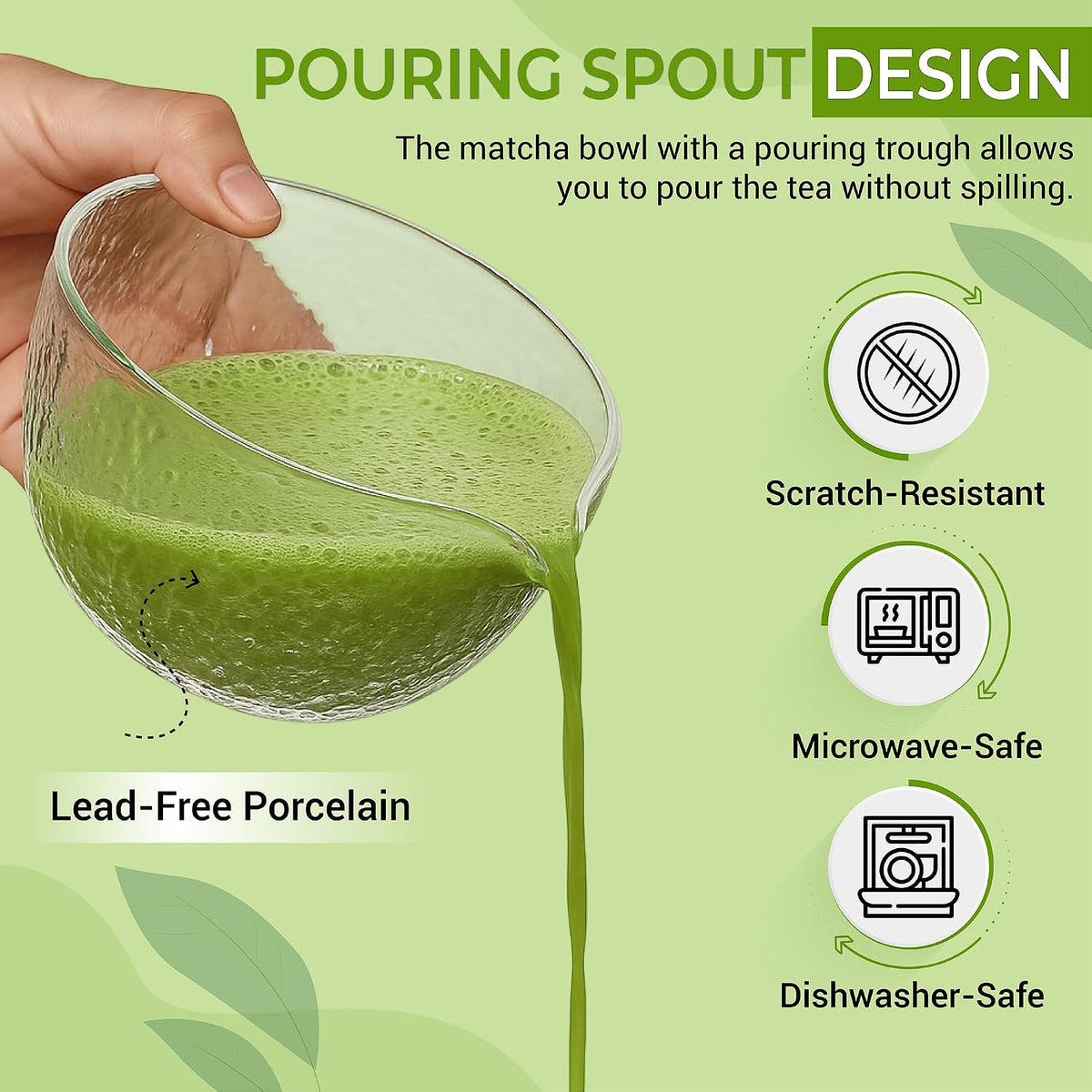 Matcha Whisk Set with Matcha Bowl - Matcha Set Included Electric Frother, Bamboo Whisk, Matcha Spoon, Bamboo Holder, Sifter, Spoon Stand (Clear Glass)