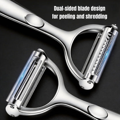 2-in-1 Multifunction Vegetable Peeler Julienne Peeler, Zinc Alloy Potato Peeler with Serrated & Straight Blades, Fruit Peeler Julienne Slicer for Carrot Cucumber Ginger Cabbage Kitchen
