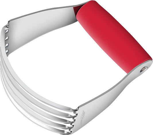 Pastry Blender Cutter, Stainless Steel Dough Masher for Butter, Biscuit, Baking, Kneading, Dough, Flakier and Fluffier Pie Crusts, Almond - Hand Kitchen Tool (1 Pack, Red)