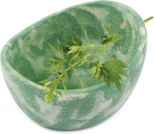 Pottery Herb Stripper Bowl (2025 Upgrade) - Handmade Ceramic Peeling Cup with Different Round Hole Sizes for Separating Leaves & Stems | Dishwasher-Safe(COLOR:Green)