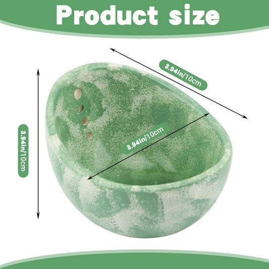 Pottery Herb Stripper Bowl (2025 Upgrade) - Handmade Ceramic Peeling Cup with Different Round Hole Sizes for Separating Leaves & Stems | Dishwasher-Safe(COLOR:Green)