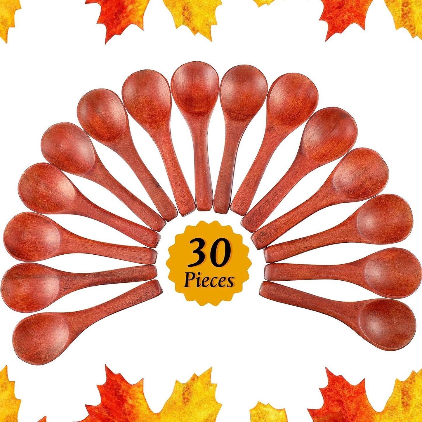 30 Pcs Small Wooden Spoons, 3. 5 Inch Mini Wood Natural Spoons for Jars Tasting Condiments Salt Sugar Coffee Tea Honey Spices, Tiny Wooden Teaspoons for Kitchen Supplies(Light Brown)