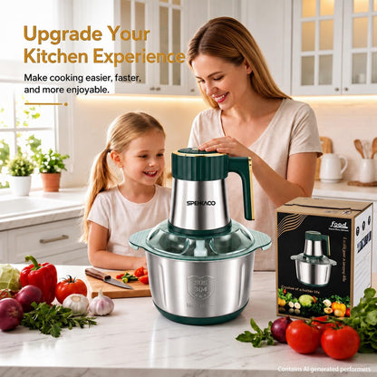 Food Processor,5-Speed Electric Food Chopper,Meat Grinder 5L(20Cups) with Two 6-Blade Sets,500W Powerful Vegetable Chopper Used for Dough Mixing,Meat, Nuts, Fruits, Garlic and Vegetables