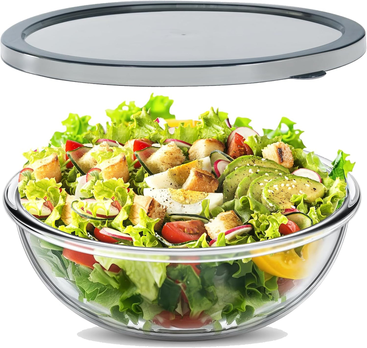 6.2QT Extra Large Glass Bowl for Sourdough Bread Making, Glass Mixing Bowl for Sourdough Bread with Lid, Baking Container for Kitchen Fridge Organization