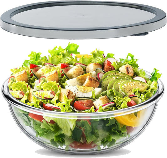 6.2QT Extra Large Glass Bowl for Sourdough Bread Making, Glass Mixing Bowl for Sourdough Bread with Lid, Baking Container for Kitchen Fridge Organization