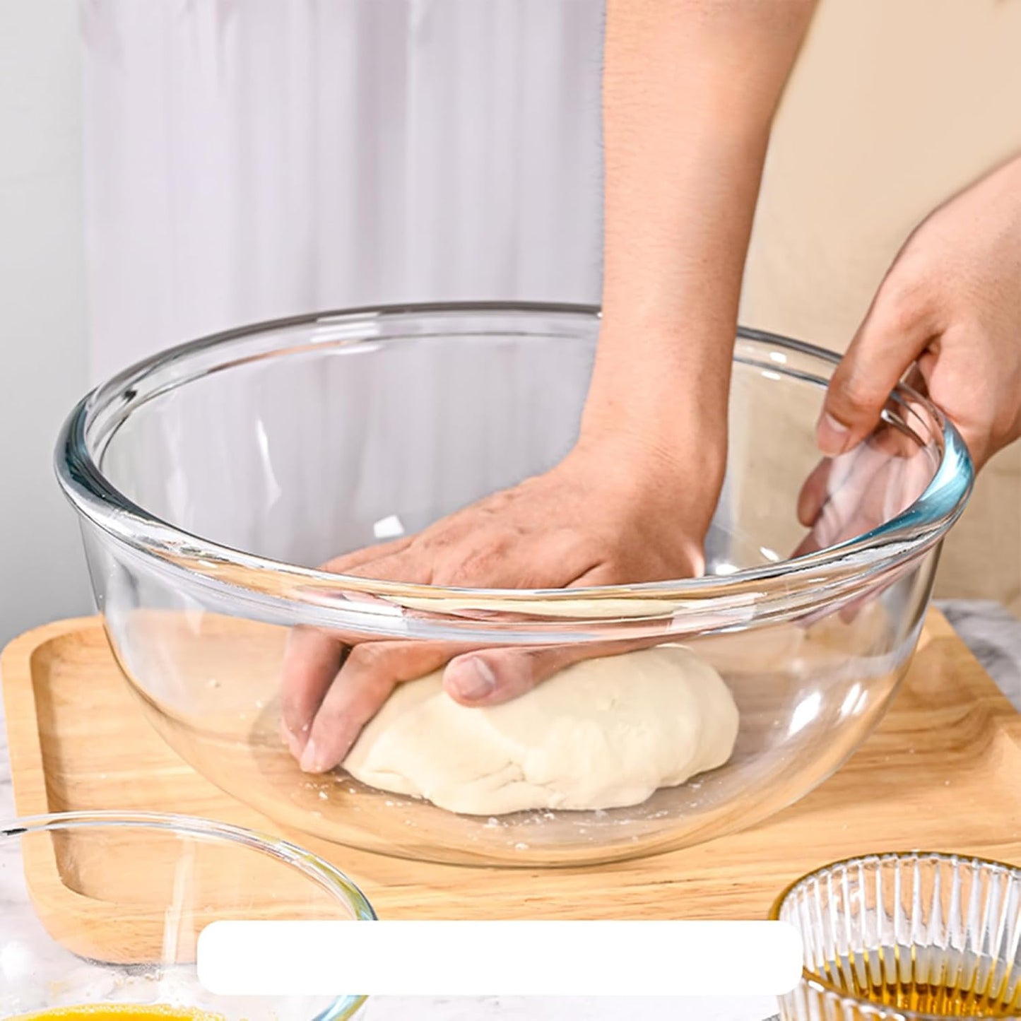 6.2QT Extra Large Glass Bowl for Sourdough Bread Making, Glass Mixing Bowl for Sourdough Bread with Lid, Baking Container for Kitchen Fridge Organization