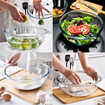 6.2QT Extra Large Glass Bowl for Sourdough Bread Making, Glass Mixing Bowl for Sourdough Bread with Lid, Baking Container for Kitchen Fridge Organization
