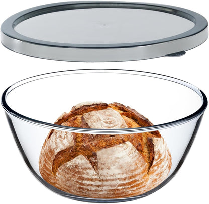 6.2QT Extra Large Glass Bowl for Sourdough Bread Making, Glass Mixing Bowl for Sourdough Bread with Lid, Baking Container for Kitchen Fridge Organization