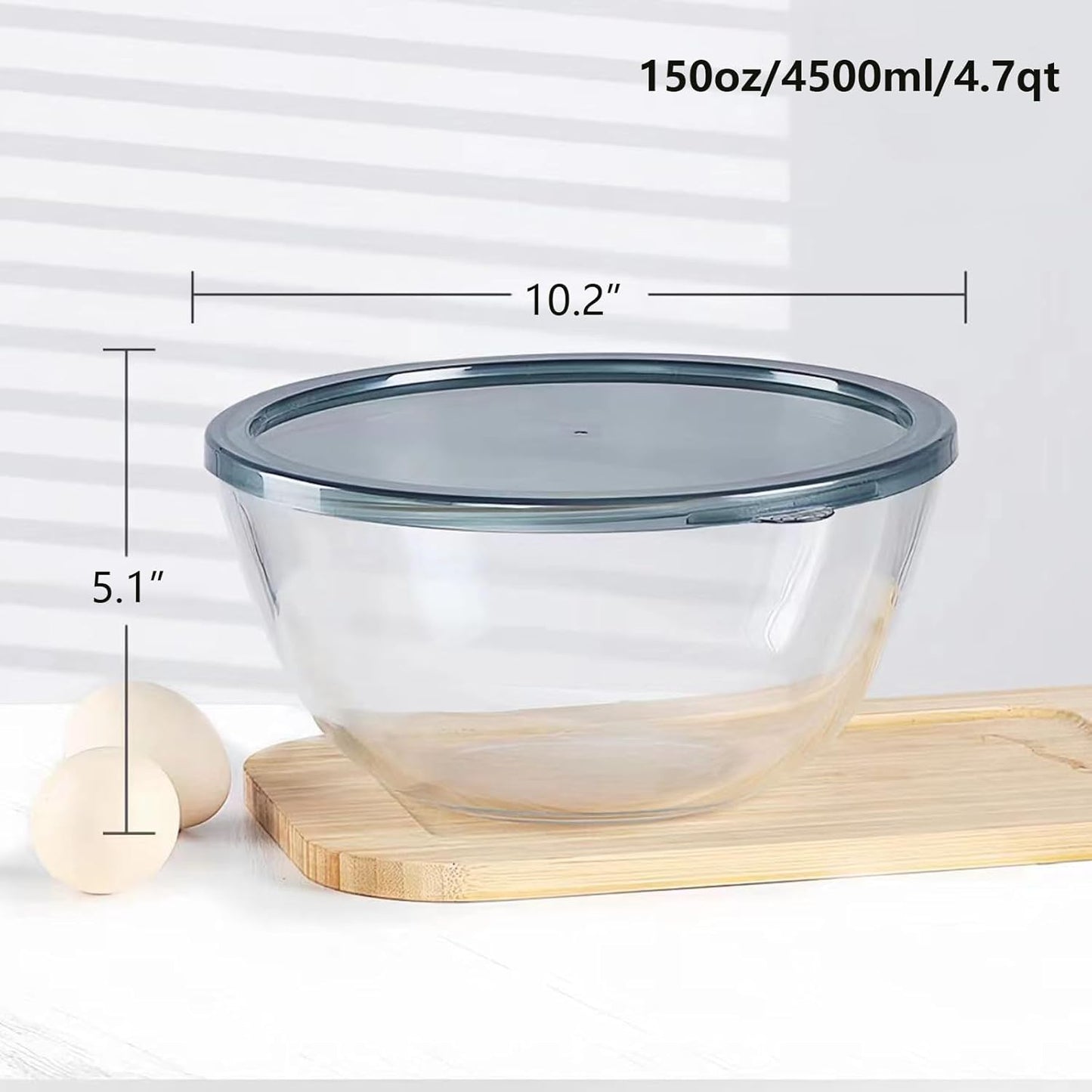 6.2QT Extra Large Glass Bowl for Sourdough Bread Making, Glass Mixing Bowl for Sourdough Bread with Lid, Baking Container for Kitchen Fridge Organization
