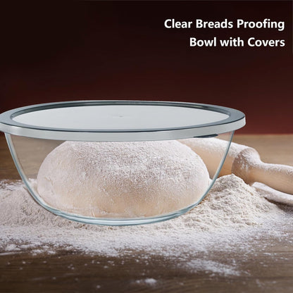 6.2QT Extra Large Glass Bowl for Sourdough Bread Making, Glass Mixing Bowl for Sourdough Bread with Lid, Baking Container for Kitchen Fridge Organization
