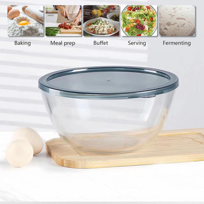 6.2QT Extra Large Glass Bowl for Sourdough Bread Making, Glass Mixing Bowl for Sourdough Bread with Lid, Baking Container for Kitchen Fridge Organization