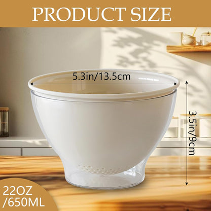 Multifunctional Fruit Strainer Container with Strainer, 2-in-1 Drain Basket for Washing, Storing & Serving, Berry Fridge Storage Box, Kitchen Sink Use (White)