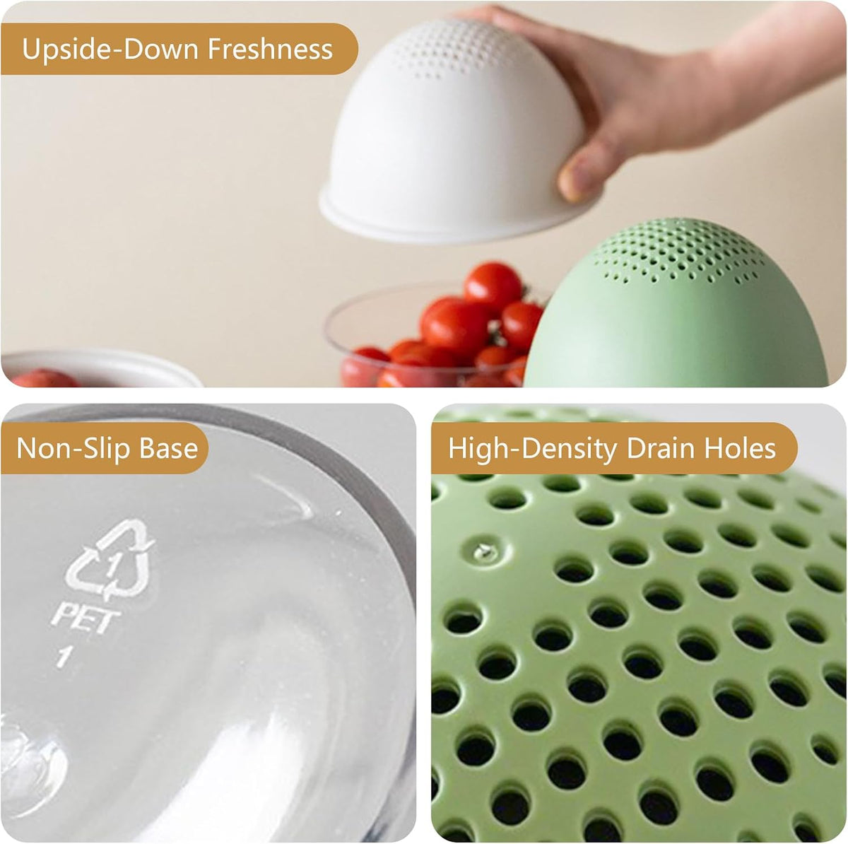Multifunctional Fruit Strainer Container with Strainer, 2-in-1 Drain Basket for Washing, Storing & Serving, Berry Fridge Storage Box, Kitchen Sink Use (White)