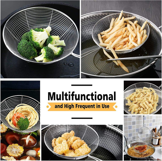 Versatile Stainless Steel Spider Strainer/Skimmer/Ladle for Cooking and Frying, Kitchen Gadgets Wire Strainer Pasta Strainer Spoon (6 Inch)