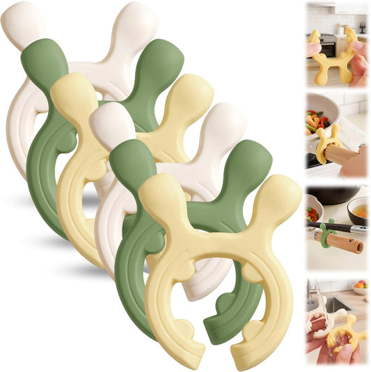 6 PCS Spoon Holder for Pot, Pot Spoon Rest Set, Reusable Kitchen Utensil Organizer, Versatile Cooking Tool for Countertop Organization (Yellow/Green/Beige)